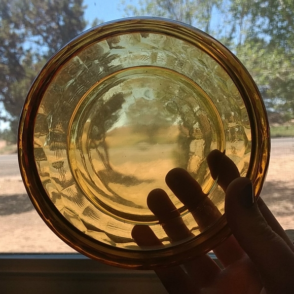 Vintage Amber Glass Powder Bowl / Candy Dish - Picture 6 of 7